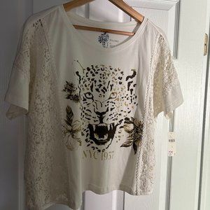 Anthropologie tiger print tee shirt
